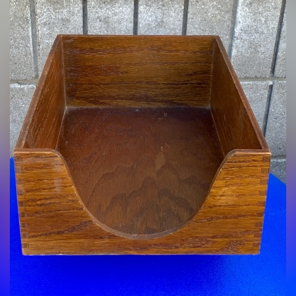 Mid Century Vintage Carver Finger Jointed Solid Oak Desk File Box - Picture 2 of 16